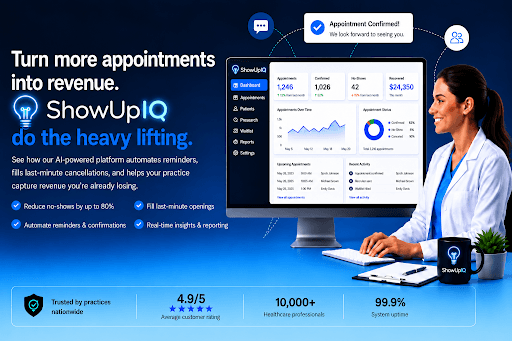 ShowUpIQ appointment recovery dashboard
